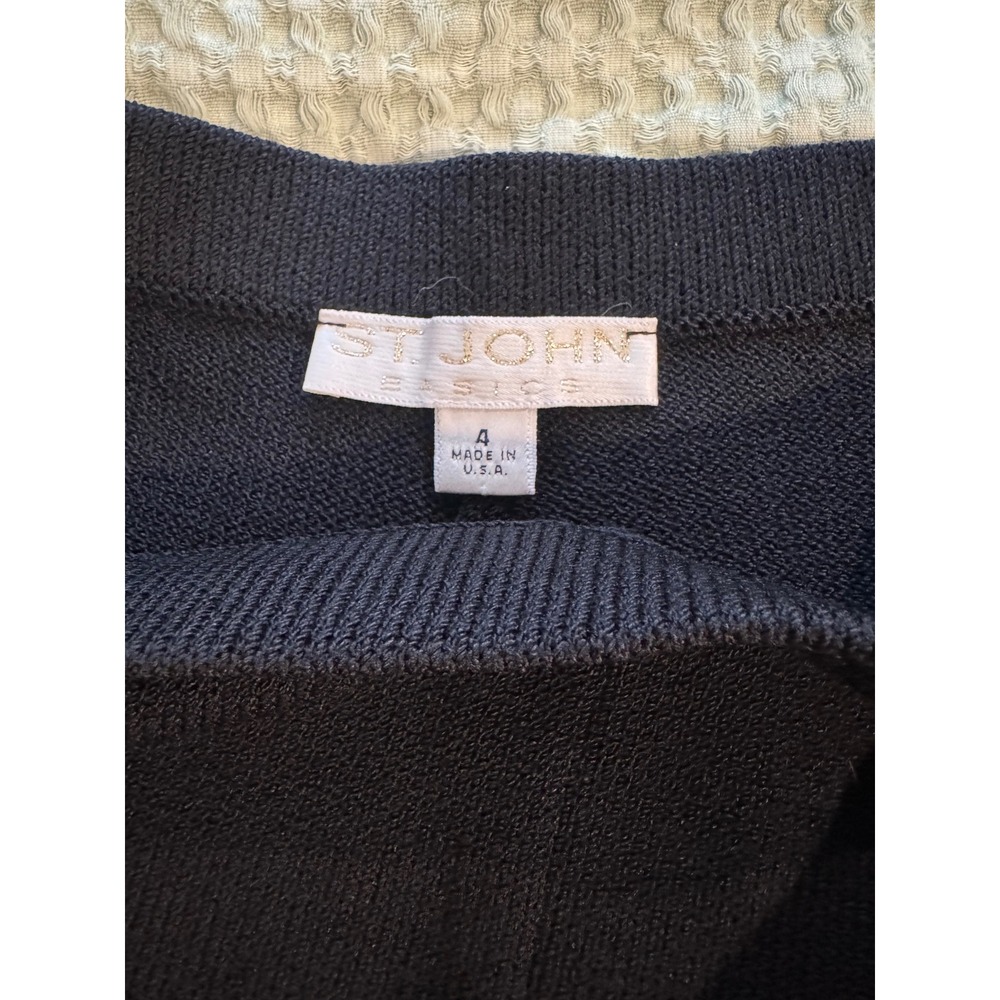 St John Basics Black Santana Knit Straight Leg Pull On Pants Size 4 USA Made